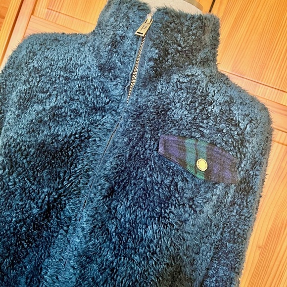 Pendleton Large Blue-Green Sherpa Fuzzy Teddy Fleece Front Zip Jacket Unisex - Picture 4 of 8